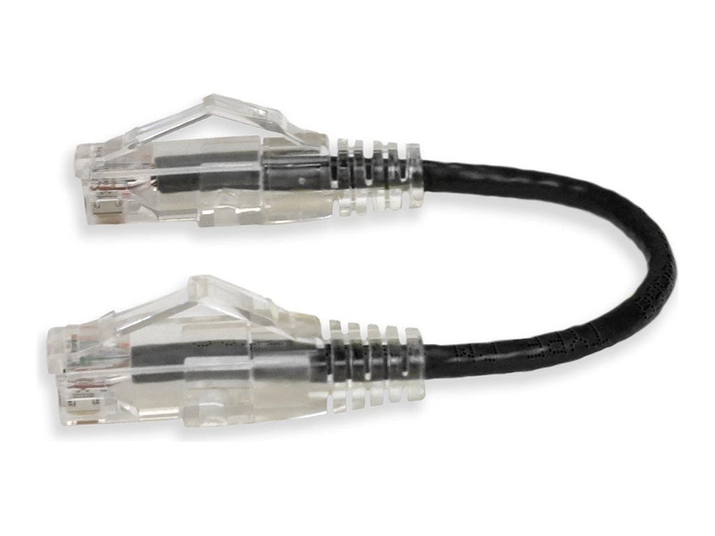 AddOn - Patch cable - RJ-45 (M) to RJ-45 (M) - 5.9 in - UTP - CAT 6 - snagless - black ADD-0-5FSLCAT6-BK