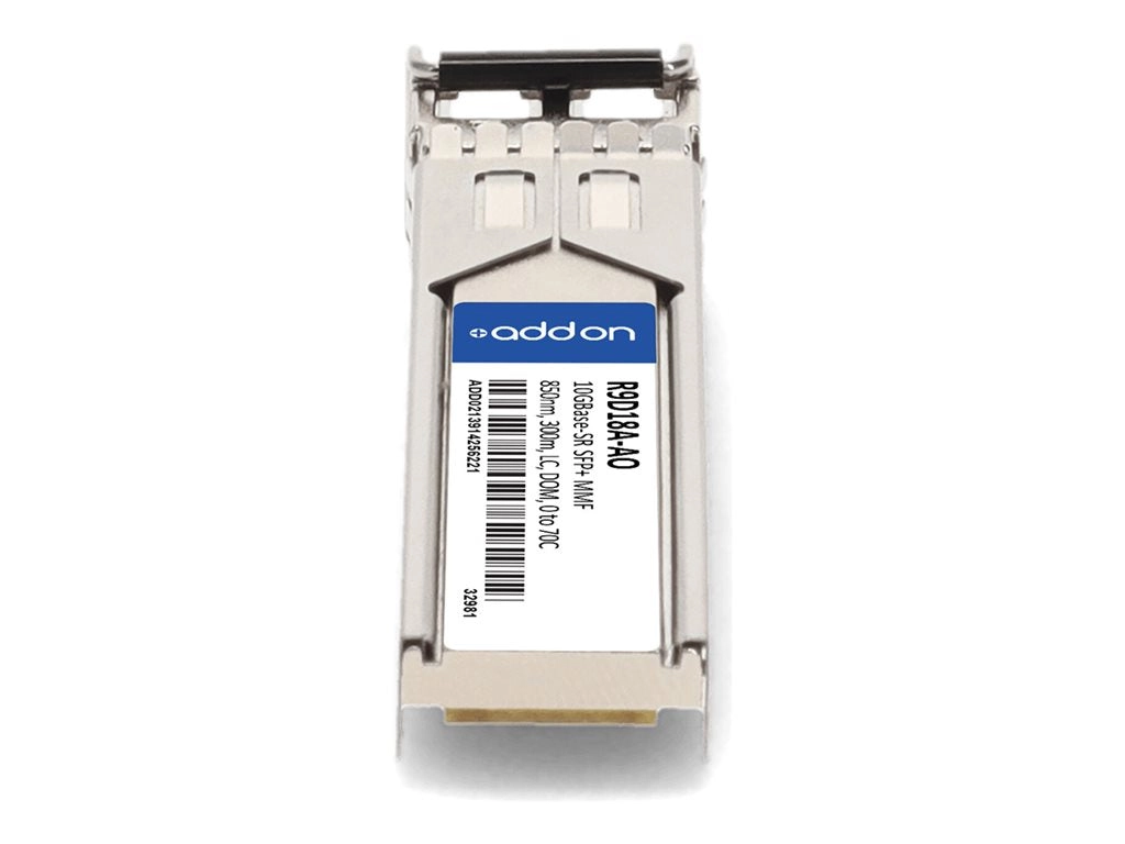 AddOn - SFP  transceiver module (equivalent to: HP R9D18A) - 10GbE - 10GBase-SR - LC multi-mode - up to 984 ft - 850 nm - TAA R9D18A-AO