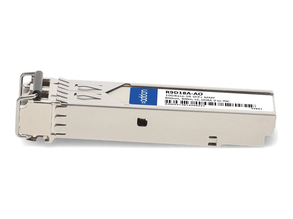 AddOn - SFP  transceiver module (equivalent to: HP R9D18A) - 10GbE - 10GBase-SR - LC multi-mode - up to 984 ft - 850 nm - TAA R9D18A-AO