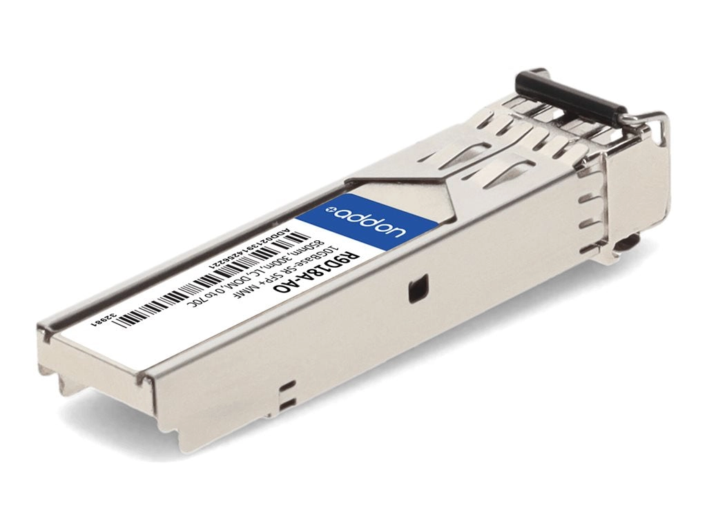 AddOn - SFP  transceiver module (equivalent to: HP R9D18A) - 10GbE - 10GBase-SR - LC multi-mode - up to 984 ft - 850 nm - TAA R9D18A-AO