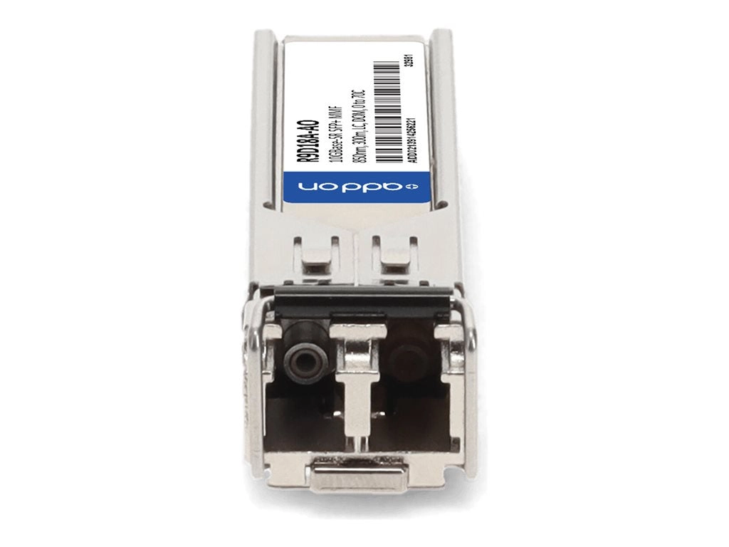 AddOn - SFP  transceiver module (equivalent to: HP R9D18A) - 10GbE - 10GBase-SR - LC multi-mode - up to 984 ft - 850 nm - TAA R9D18A-AO