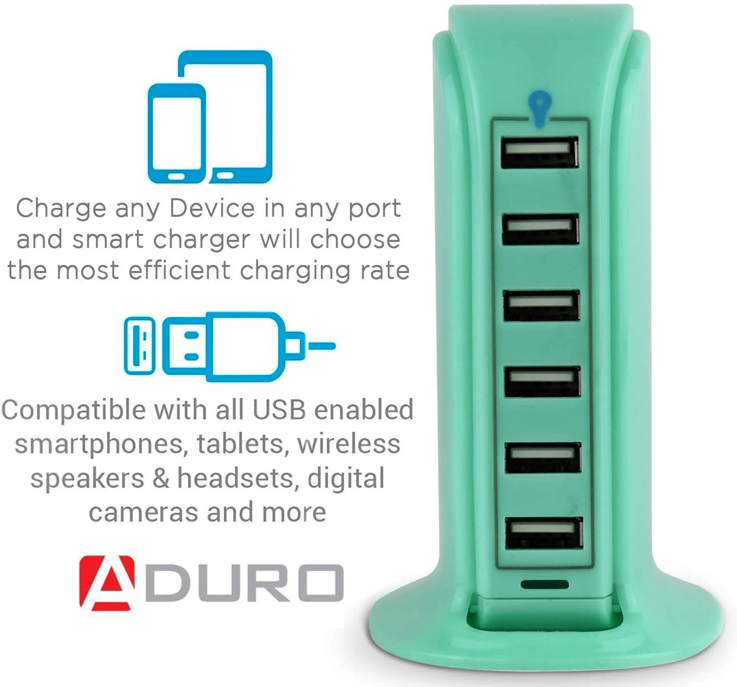 Aduro PowerUp 40W 6 Port Hub USB Charging Station