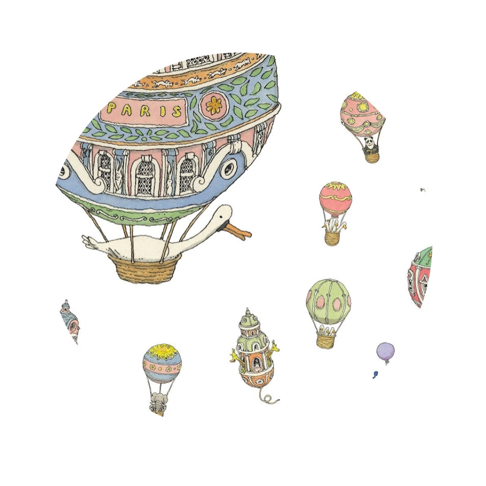 Atelier Choux Large Bib Hot Air Balloons Gold Snaps