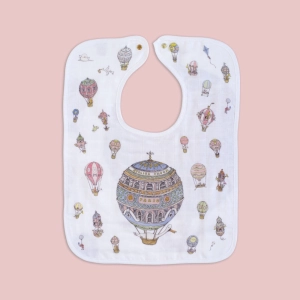 Atelier Choux Large Bib Hot Air Balloons Gold Snaps