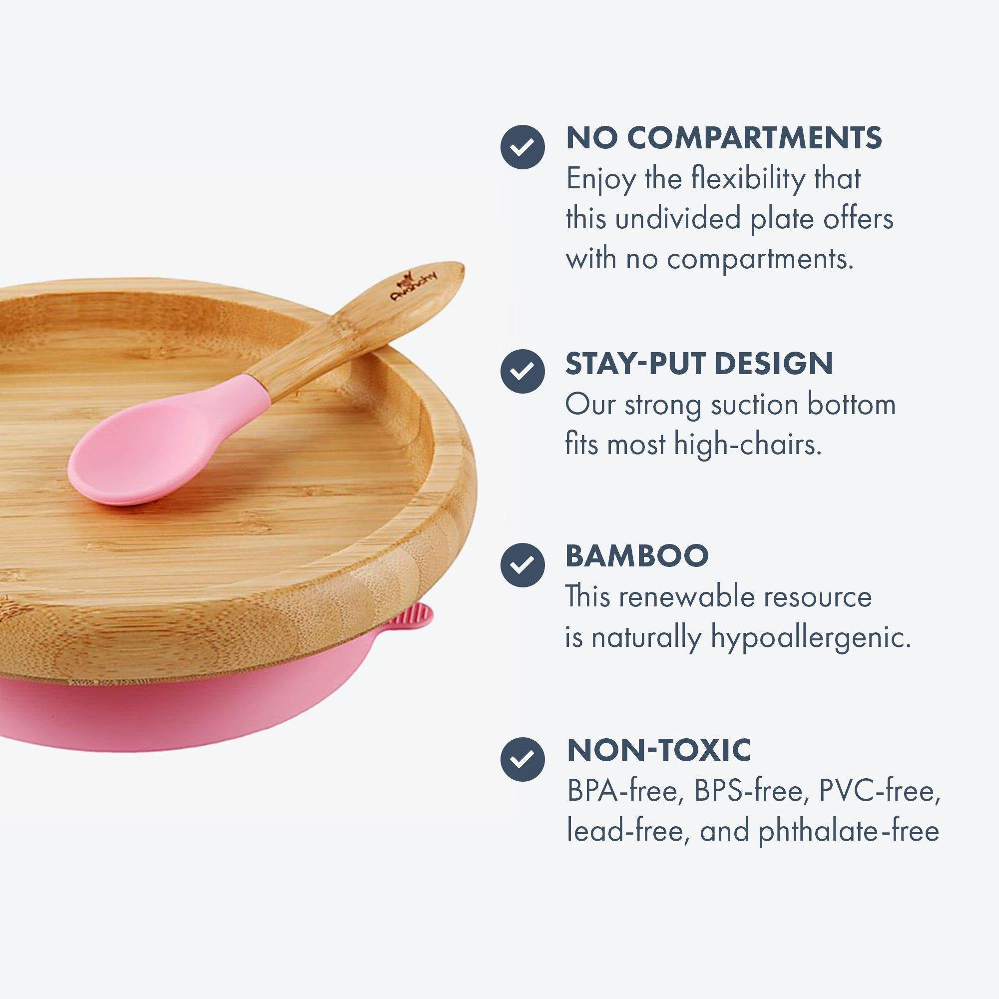 Avanchy Bamboo Suction Baby Plate   Spoon - White