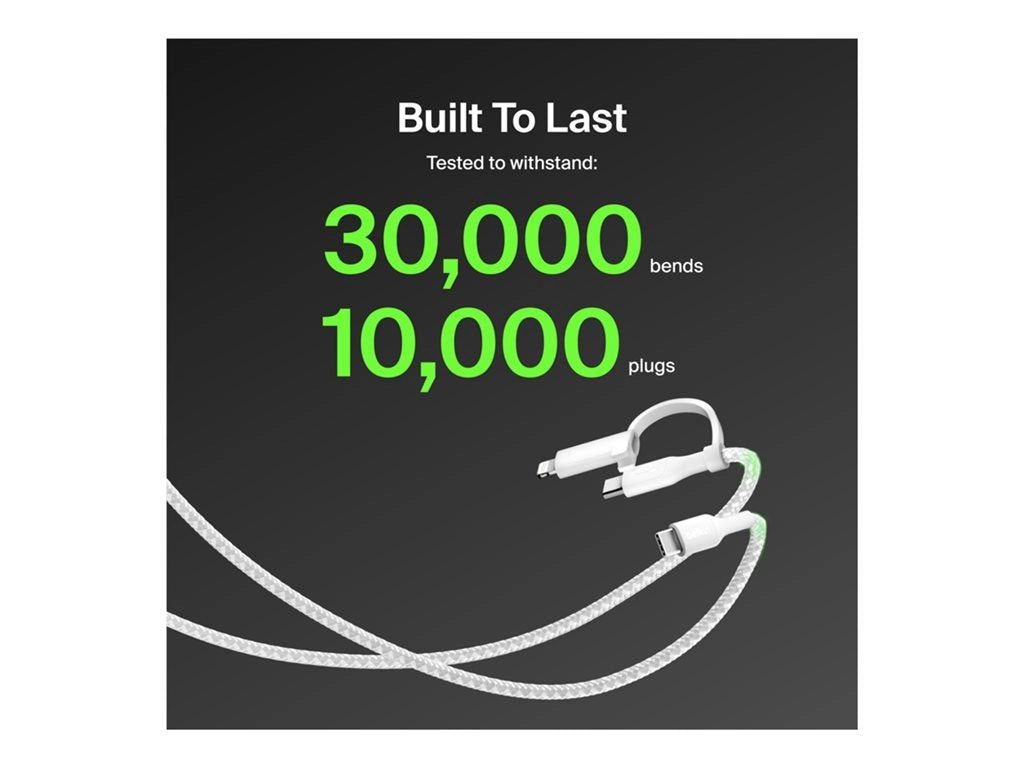 Belkin BoostCharge Pro 2-in-1 - USB cable - 24 pin USB-C (M) to 24 pin USB-C, Lightning (M) - USB 2.0 - 5 ft - Fast Charging CAC003FQ1.5MWH