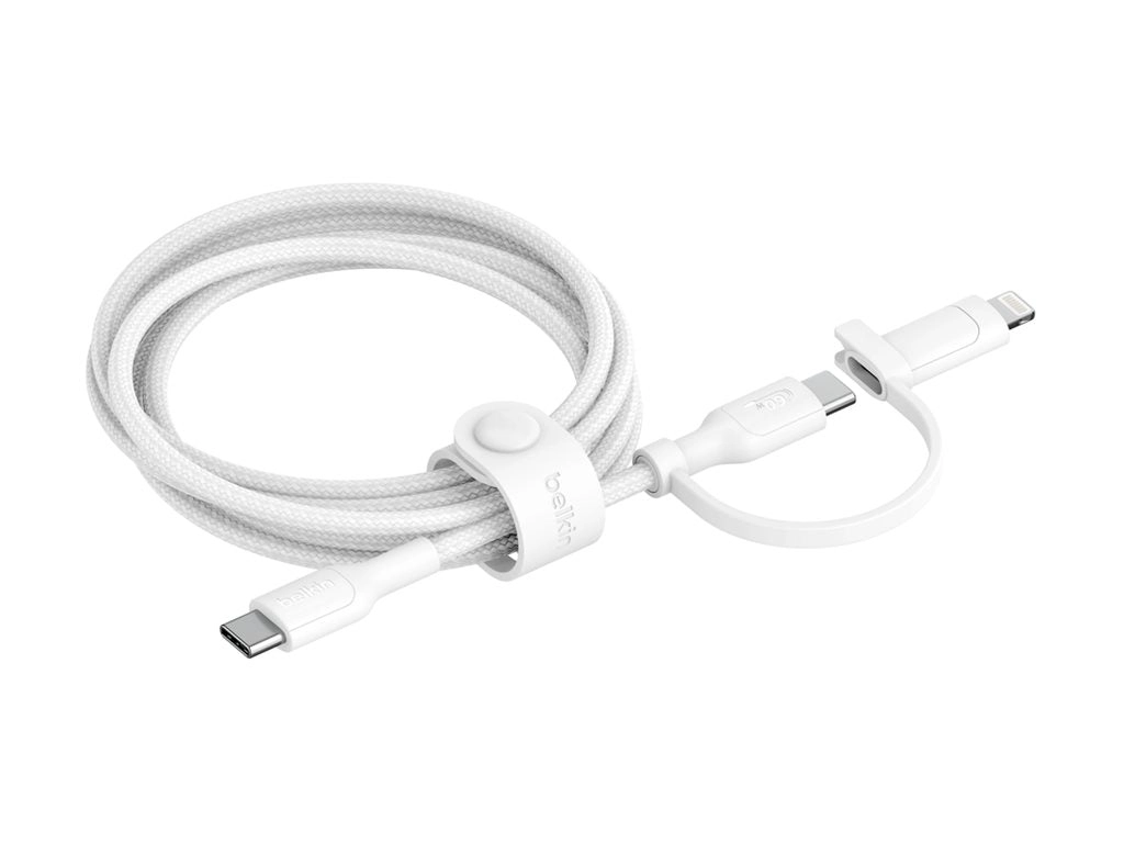 Belkin BoostCharge Pro 2-in-1 - USB cable - 24 pin USB-C (M) to 24 pin USB-C, Lightning (M) - USB 2.0 - 5 ft - Fast Charging CAC003FQ1.5MWH