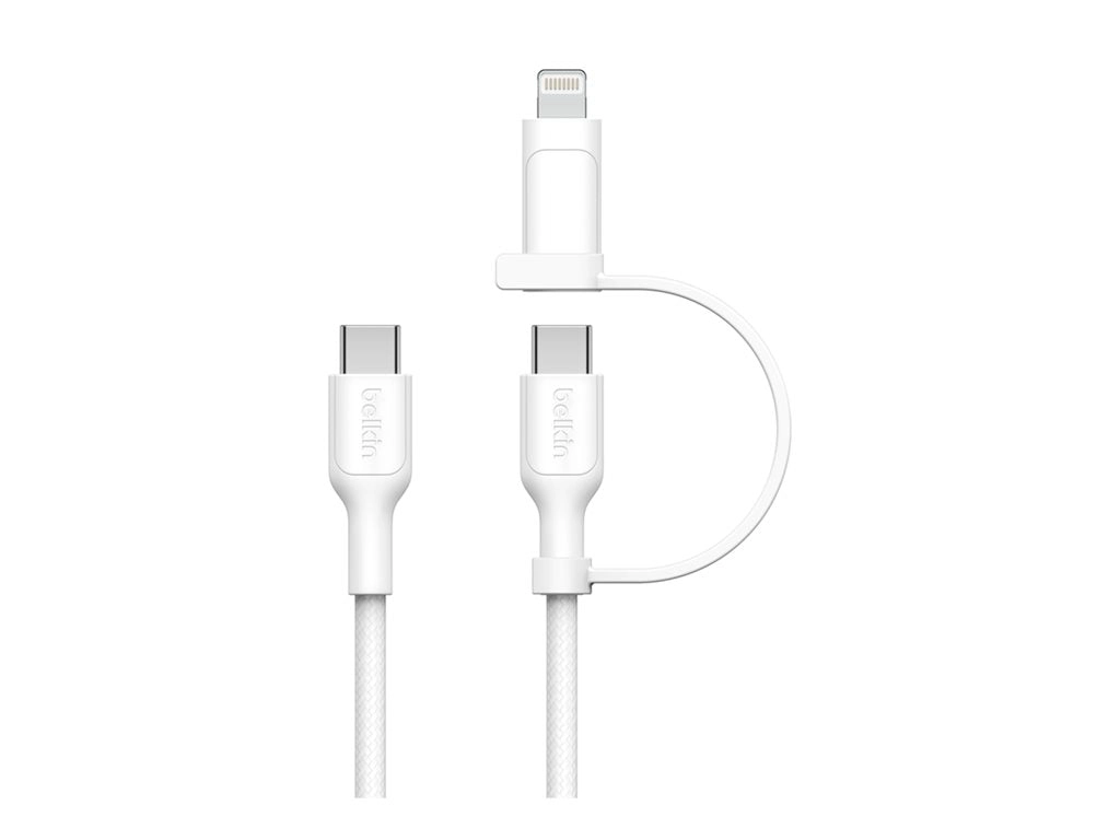 Belkin BoostCharge Pro 2-in-1 - USB cable - 24 pin USB-C (M) to 24 pin USB-C, Lightning (M) - USB 2.0 - 5 ft - Fast Charging CAC003FQ1.5MWH