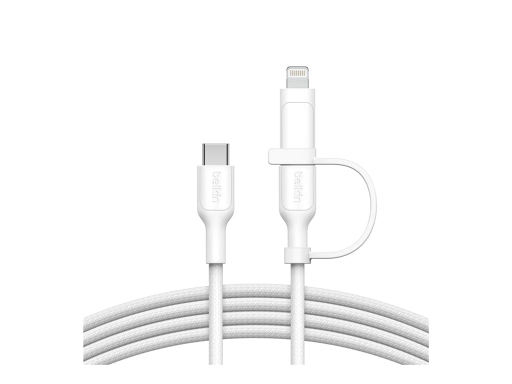 Belkin BoostCharge Pro 2-in-1 - USB cable - 24 pin USB-C (M) to 24 pin USB-C, Lightning (M) - USB 2.0 - 5 ft - Fast Charging CAC003FQ1.5MWH