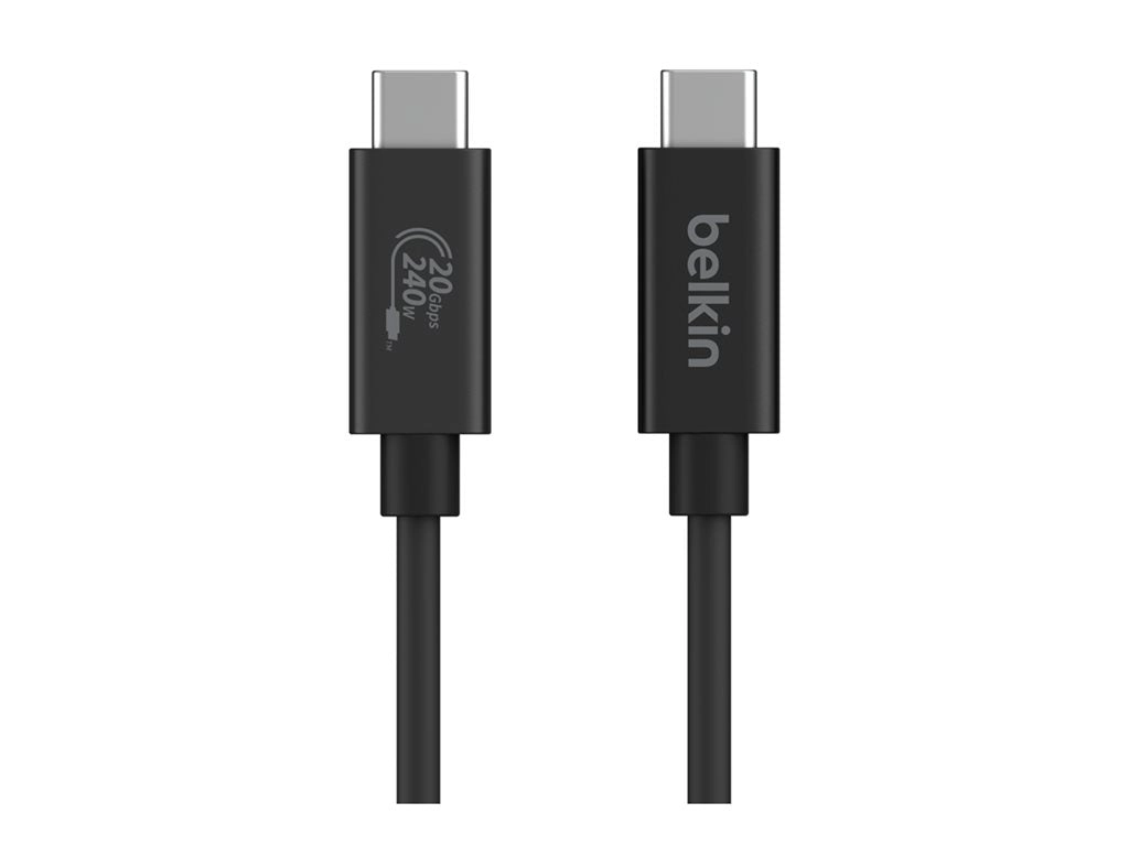 Belkin - USB cable - 24 pin USB-C (M) to 24 pin USB-C (M) - USB 2.0 / USB 3.0 / USB 3.2 / USB 4.0 /Thunderbolt 3 / Thunderbolt INZ004TT1.2MBK