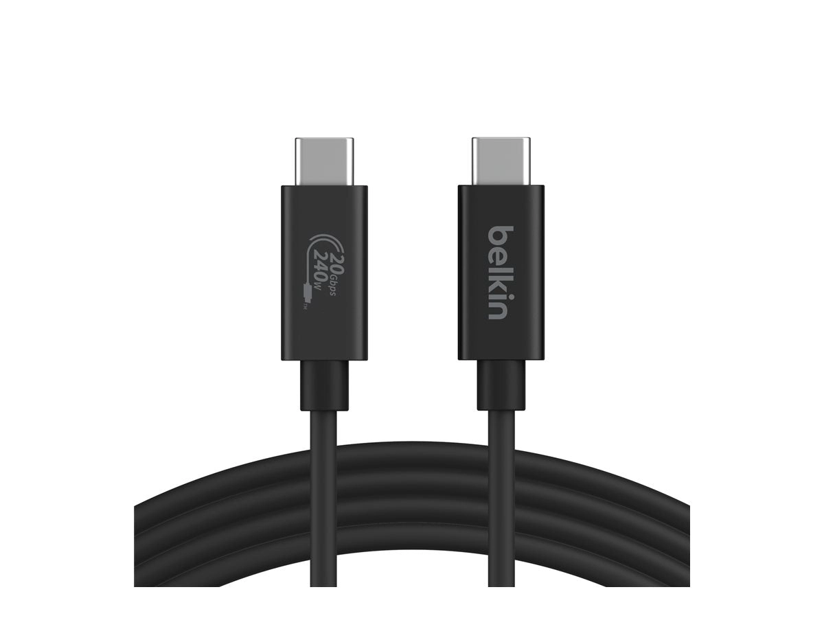 Belkin - USB cable - 24 pin USB-C (M) to 24 pin USB-C (M) - USB 2.0 / USB 3.0 / USB 3.2 / USB 4.0 /Thunderbolt 3 / Thunderbolt INZ004TT1.2MBK