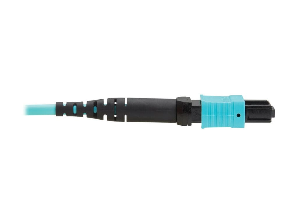 Eaton Tripp Lite Series 100G Multimode 50/125 OM4 Fiber Optic Cable 12F MPO/MPO-PC F/F Type-B Polarity OFNP Aqua 1M TAA - Network N845B-01M-12TAA