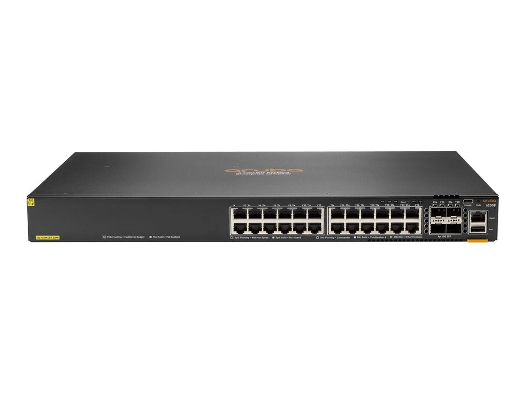 HPE Aruba 6200F 24G Class4 PoE 4SFP  370W Switch - Switch - Max. Stacking Distance 10 kms - L3 - managed - 24 x 10/100/1000 (PoE ) JL725B#B2B