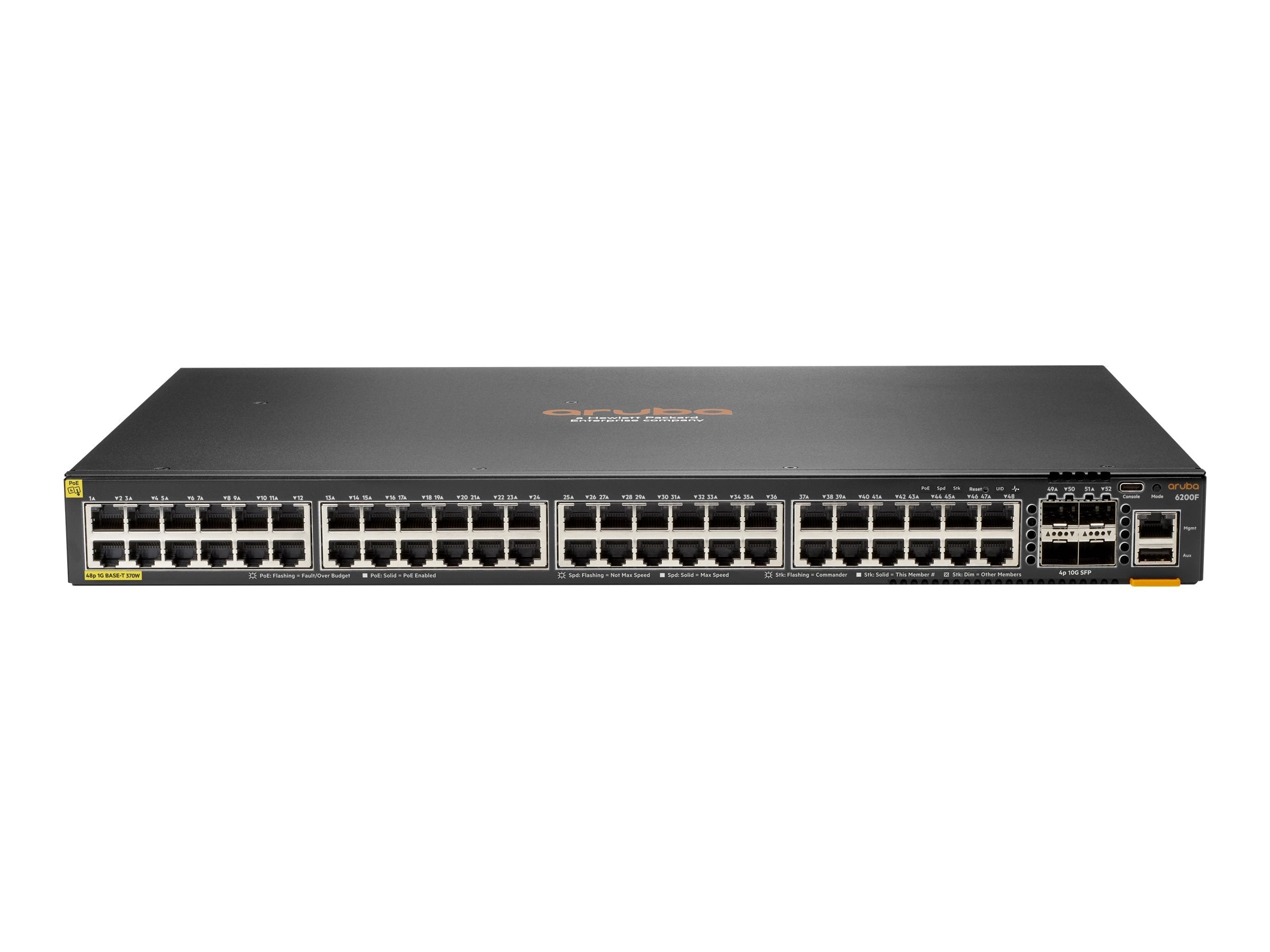 HPE Aruba 6200F 48G Class4 PoE 4SFP  370W Switch - Switch - Max. Stacking Distance 10 kms - L3 - managed - 48 x 10/100/1000 (PoE ) JL727B#B2B