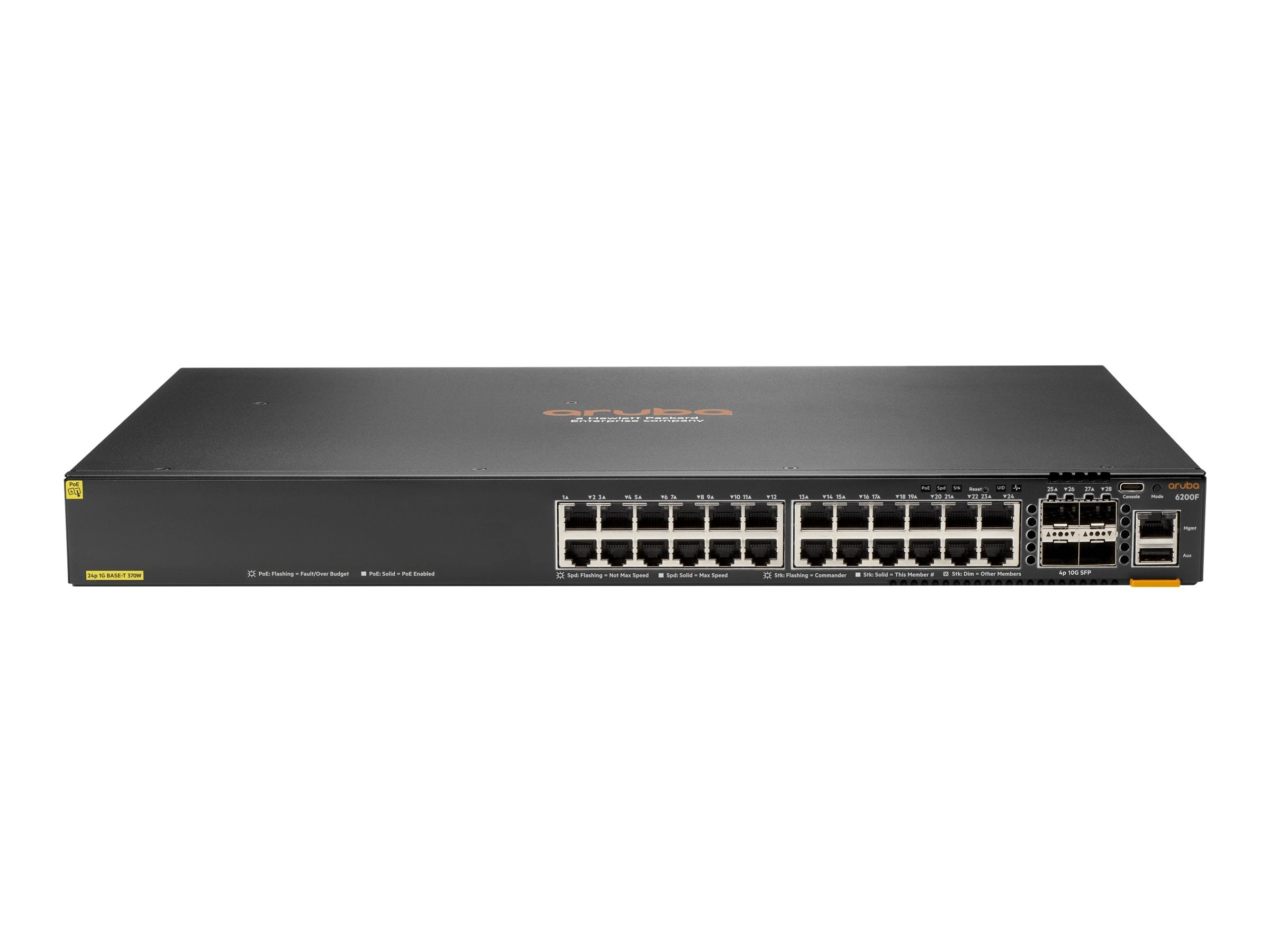 HPE Aruba Networking CX 6200F 24G Class 4 PoE 4SFP 370W Switch - Switch - Max. Stacking Distance 10 kms - L3 - managed - 24 x S0M82A#B2B