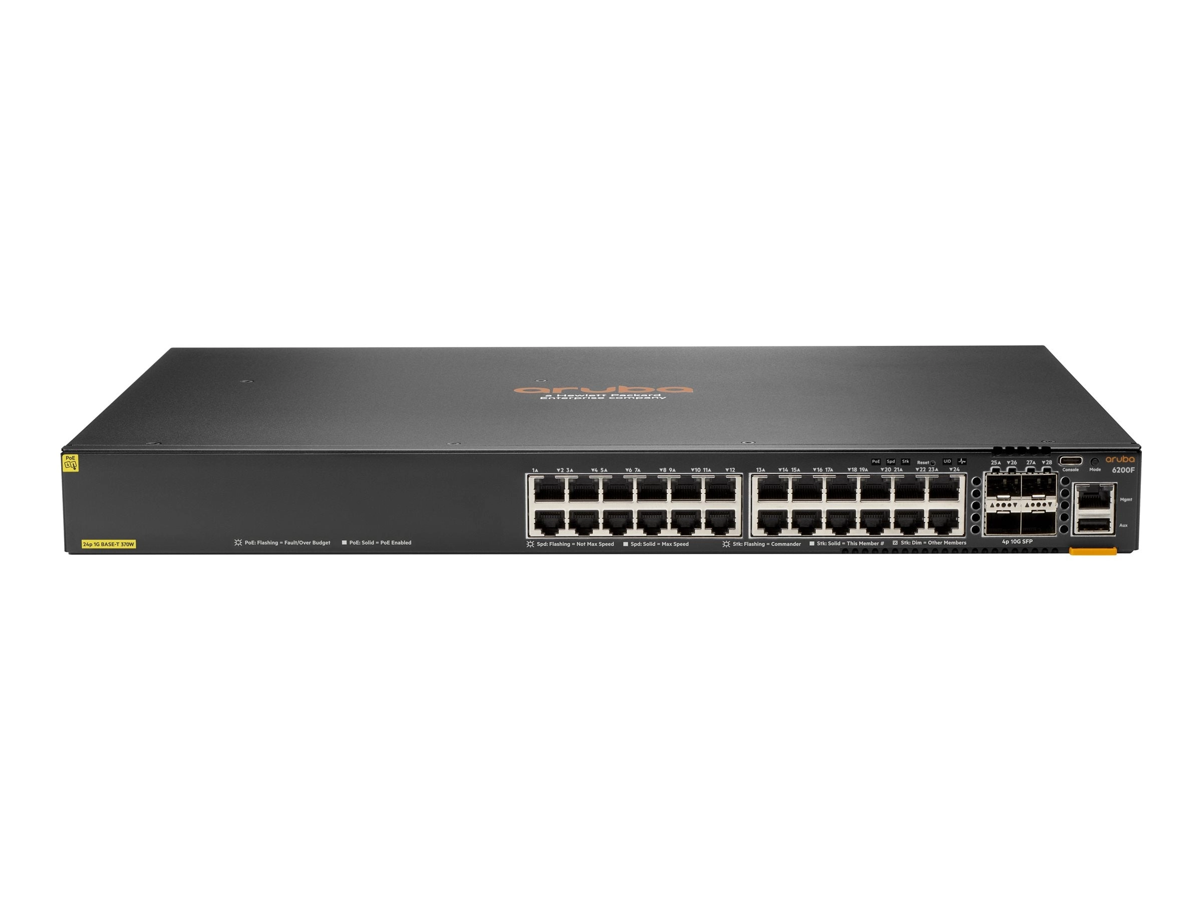HPE Aruba Networking CX 6200F 24G Class-4 PoE 4SFP  370W TAA Switch - Switch - Max. Stacking Distance 10 kms - L3 - managed - S0M87A#B2B