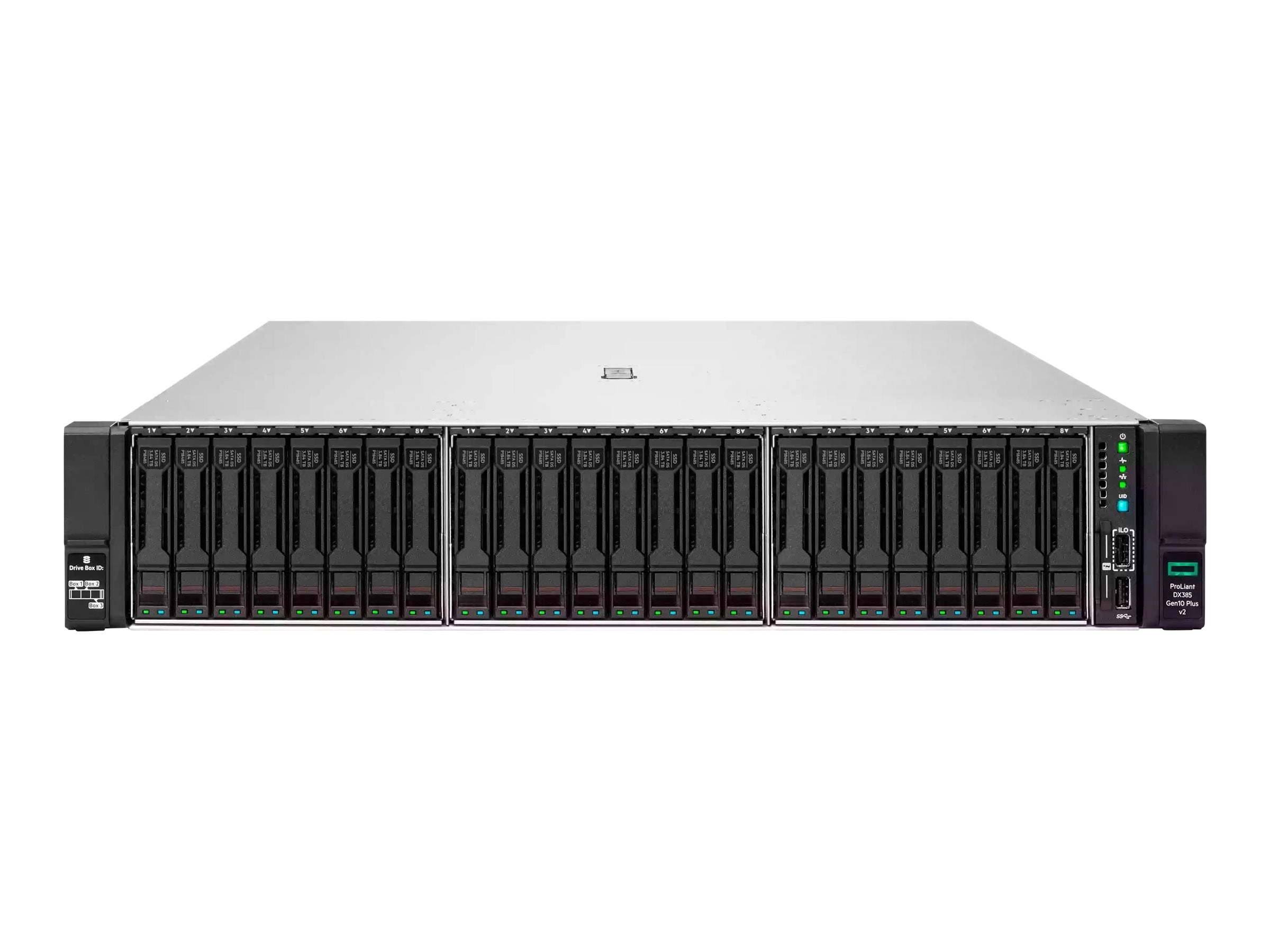 HPE ProLiant DL385 Gen10 Plus V2 Entry - Server - rack-mountable - 2U - 2-way - 1 x EPYC 7252 / up to 3.2 GHz - RAM 32 GB - SATA/SAS/NVMe P58451-291