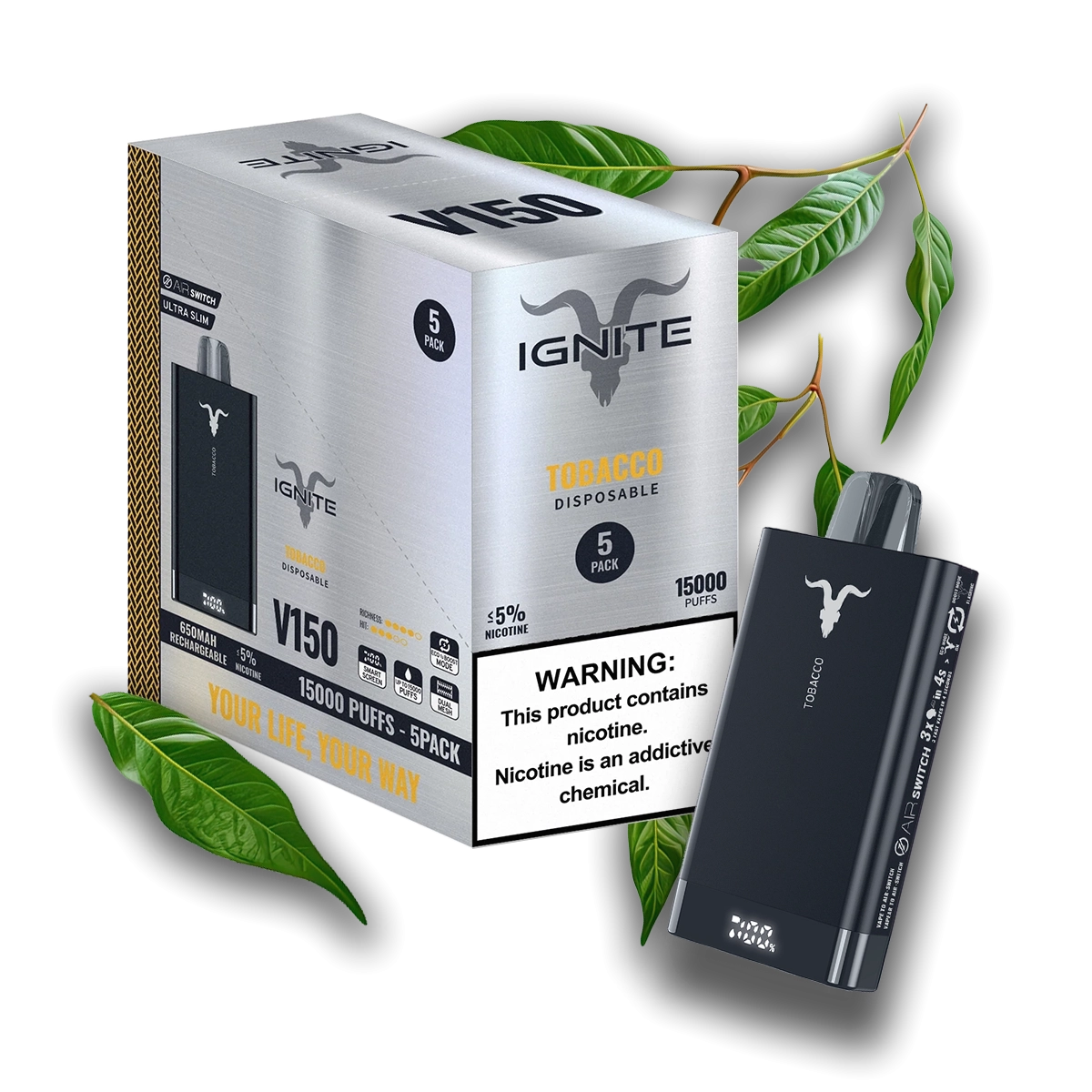 Ignite V150 Vape Device - Tobacco [5 Pack]