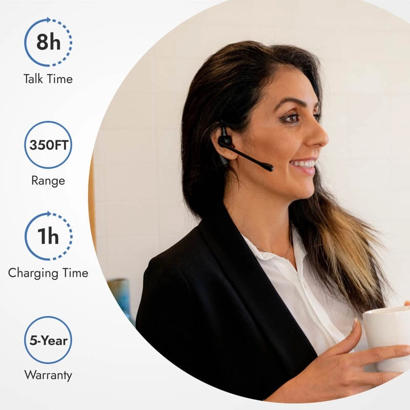 Leitner LH380 On-the-Ear Wireless Headset – Works With Your Office Phone, Computer, and Cell (Executive Bundle)