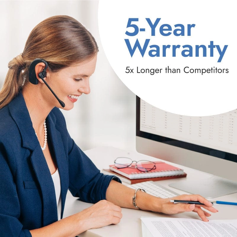 Leitner LH380 On-the-Ear Wireless Headset – Works With Your Office Phone, Computer, and Cell