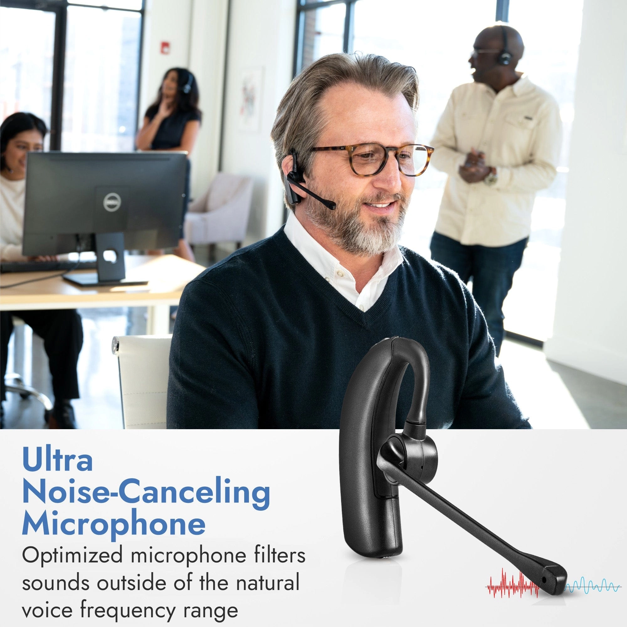 Leitner LH380 On-the-Ear Wireless Headset – Works With Your Office Phone, Computer, and Cell