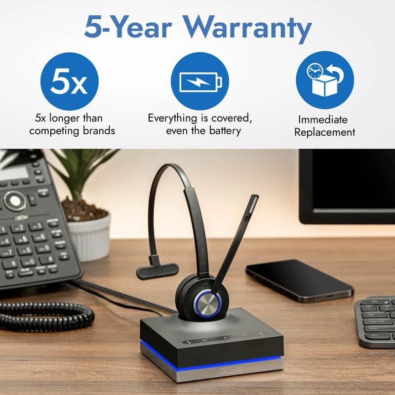 Leitner LH670 Wireless Headset for PC, Desk Phone, and Cell