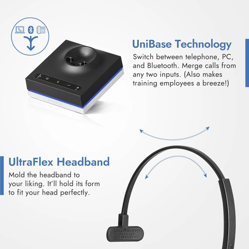 Leitner LH670 Wireless Headset for PC, Desk Phone, and Cell