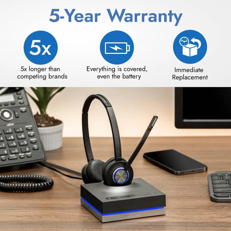 Leitner LH675 Wireless Headset for PC, Desk Phone, and Cell