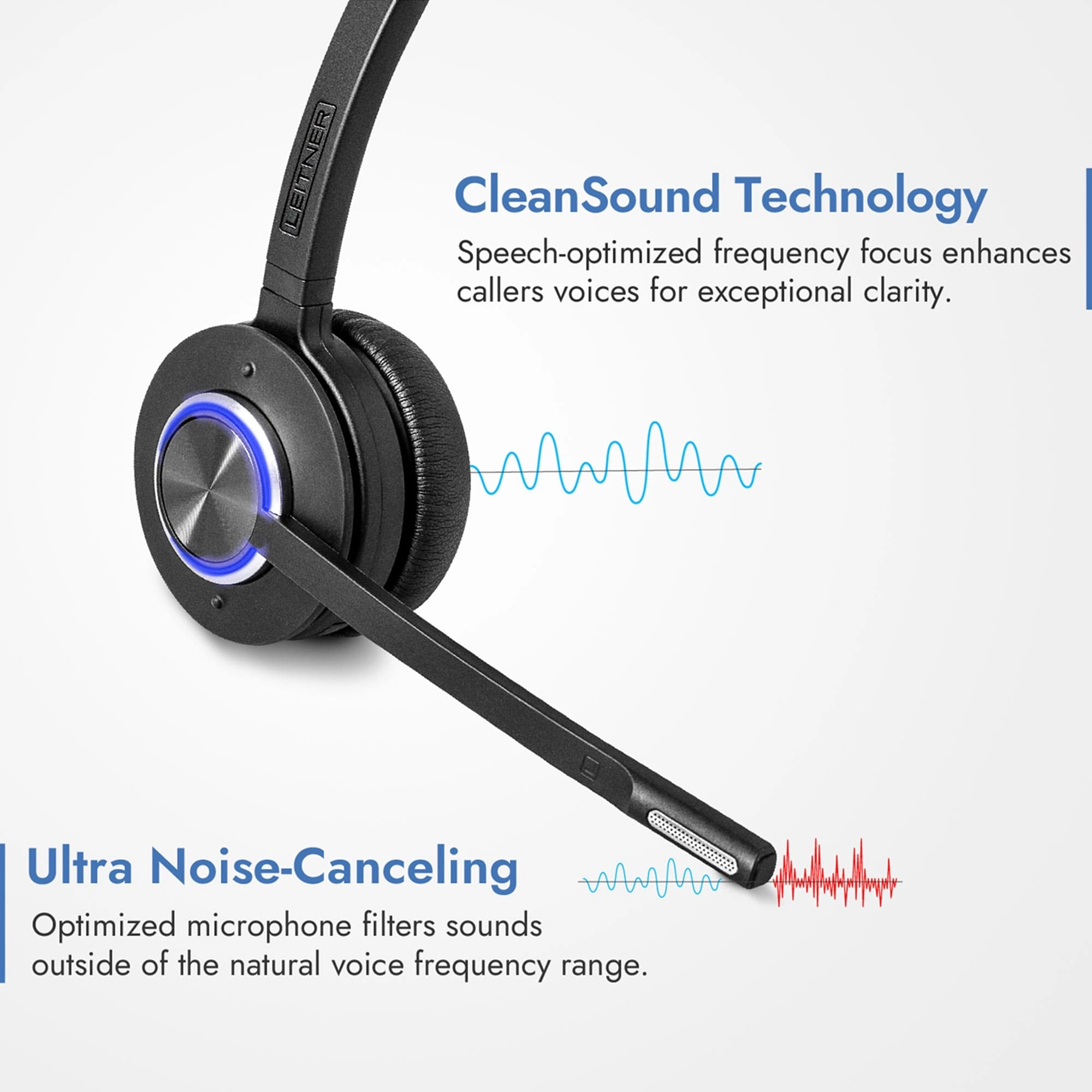 Leitner LH675 Wireless Headset for PC, Desk Phone, and Cell