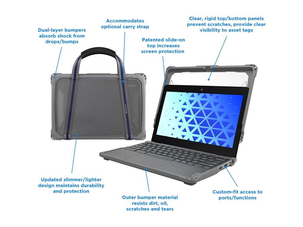 MAXCases Extreme Shell-F3 - Notebook shell case - slide-on - gray, clear - for Dell Chromebook 3100 2-in-1, 3110 2-in-1 DLESF3311021GRY