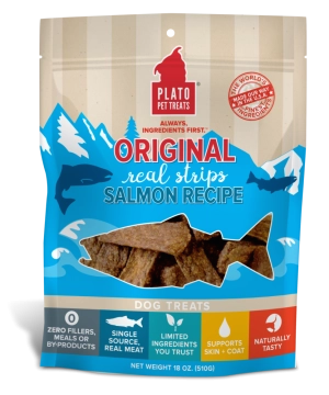 Plato All Natural Salmon Strips Dog Treats