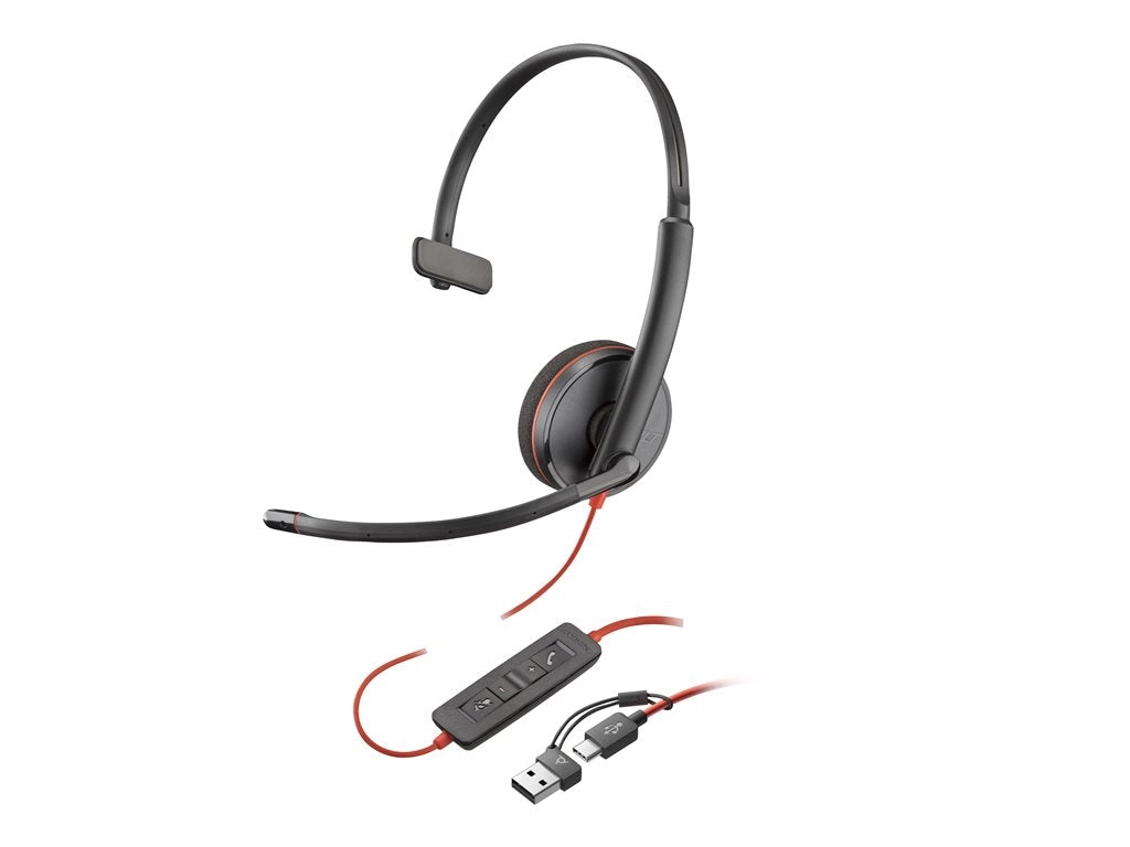 Poly Blackwire 3210 - Blackwire 3200 Series - headset - on-ear - wired - USB-C - black - UC certified, Certified for Skype for 8X214AA