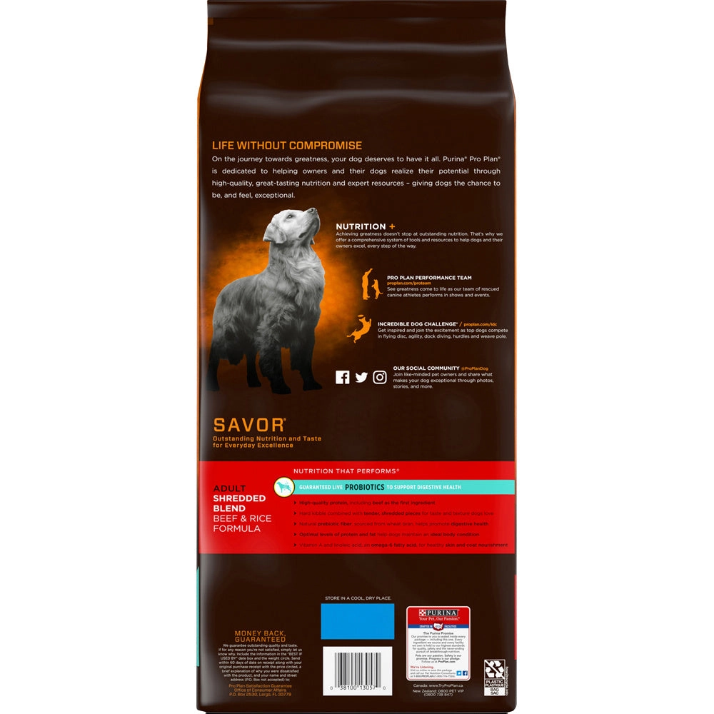 Purina Pro Plan Savor Shredded Blend Beef & Rice Formula Adult Dry Dog Food