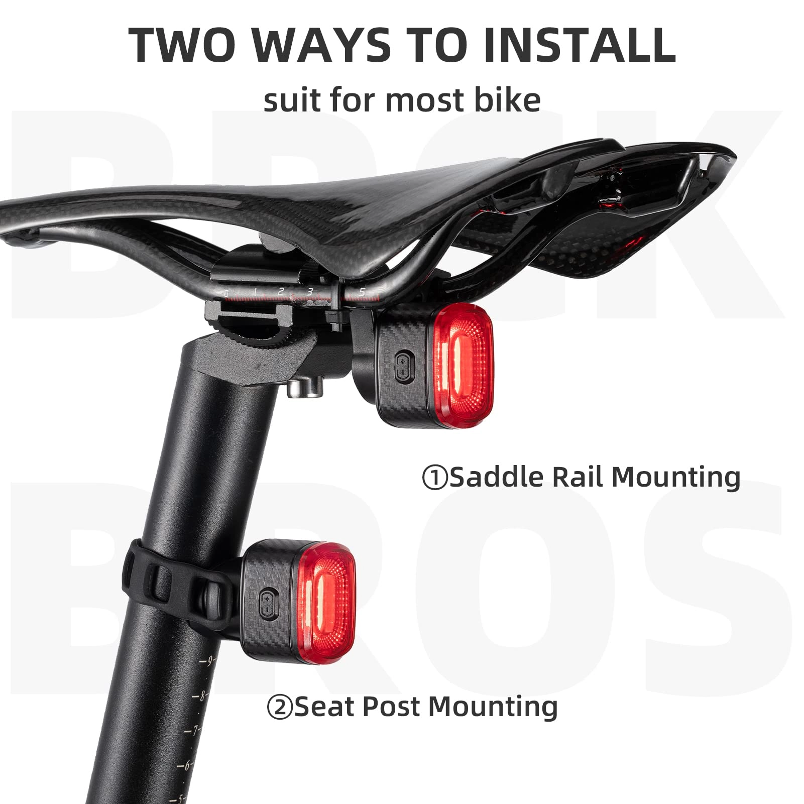 ROCKBROS R2 Smart Brake Sensing Bike Tail Light, USB Rechargeable, IPX6, 4 Modes