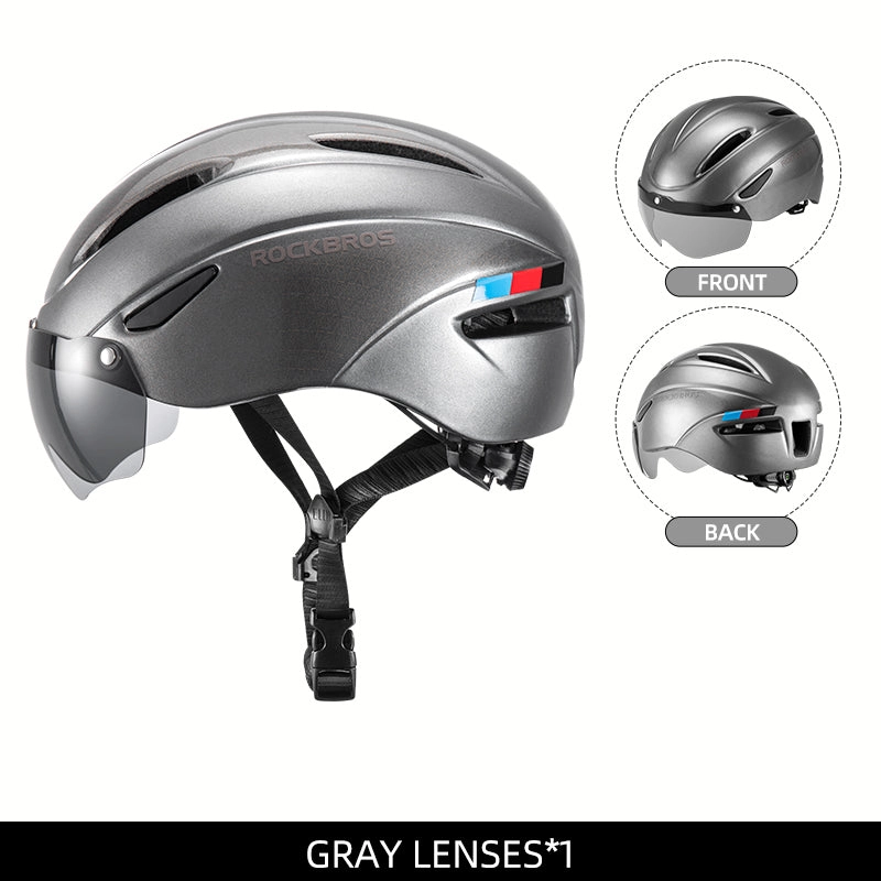 ROCKBROS Ultralight Magnetic Goggles Rear Light Cycling Helmet