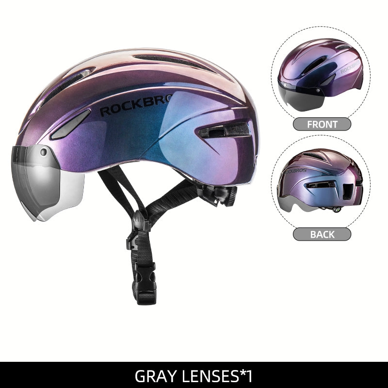 ROCKBROS Ultralight Magnetic Goggles Rear Light Cycling Helmet