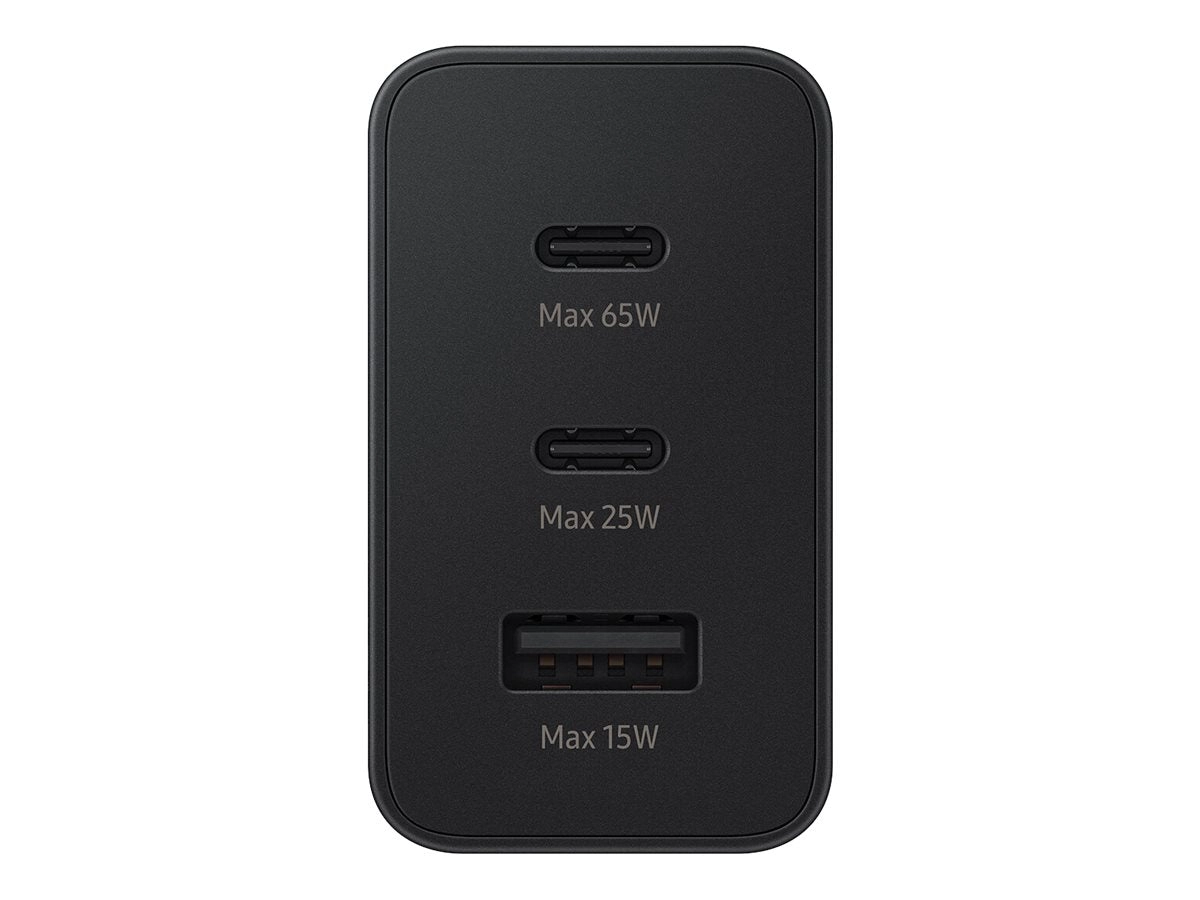 Samsung EP-T6530 - Power adapter - 65 Watt - 3.5 A - PD 3.0, QC, AFC, SFC, SFC 2.0 - 3 output connectors (USB, 2 x USB-C) - black EP-T6530NBEGUS