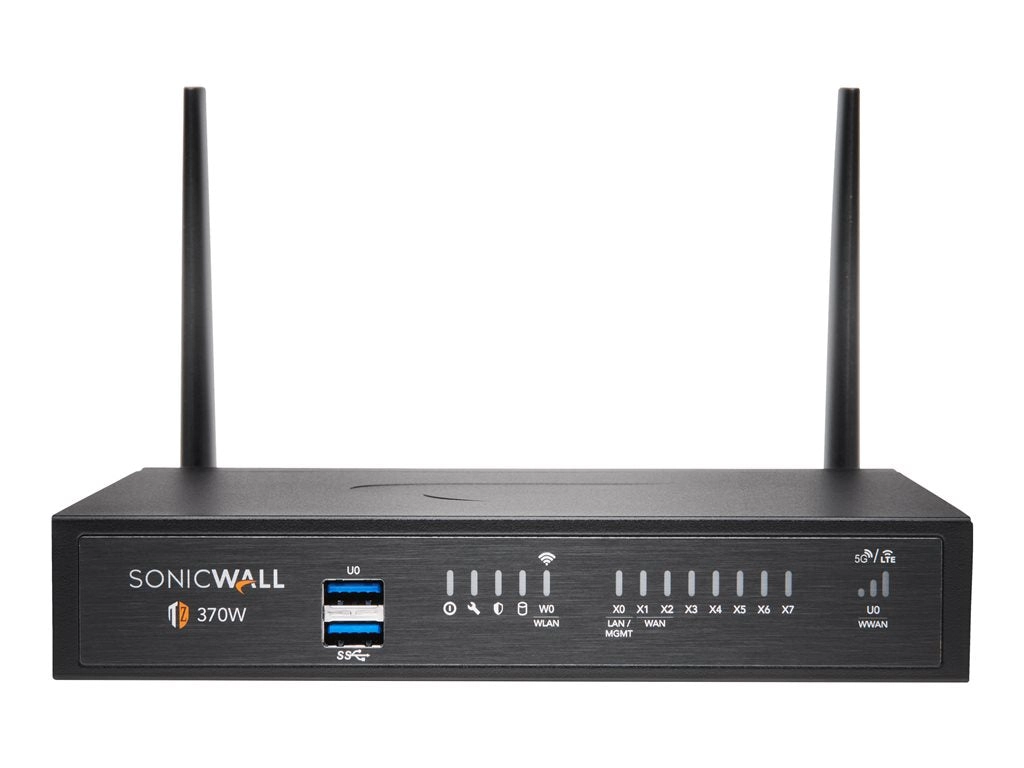 SonicWall TZ370W - Threat Edition - security appliance - 1GbE - Wi-Fi 5 - 2.4 GHz, 5 GHz - SonicWALL Secure Upgrade Plus Program 02-SSC-7301