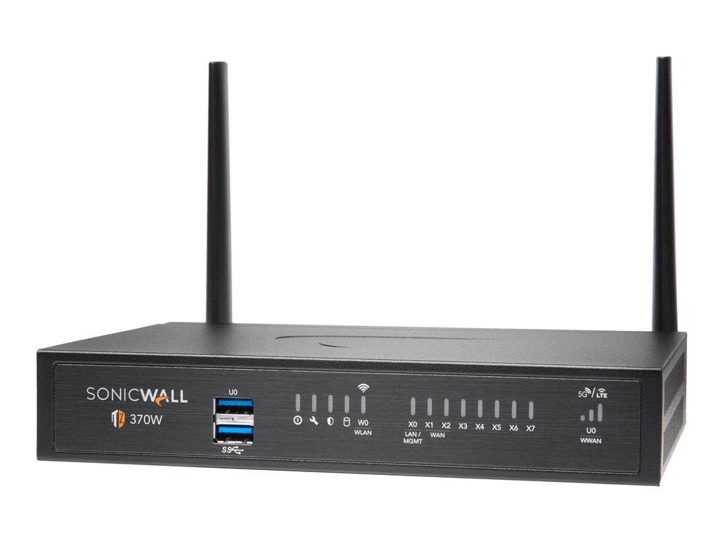 SonicWall TZ370W - Threat Edition - security appliance - 1GbE - Wi-Fi 5 - 2.4 GHz, 5 GHz - SonicWALL Secure Upgrade Plus Program 02-SSC-7301