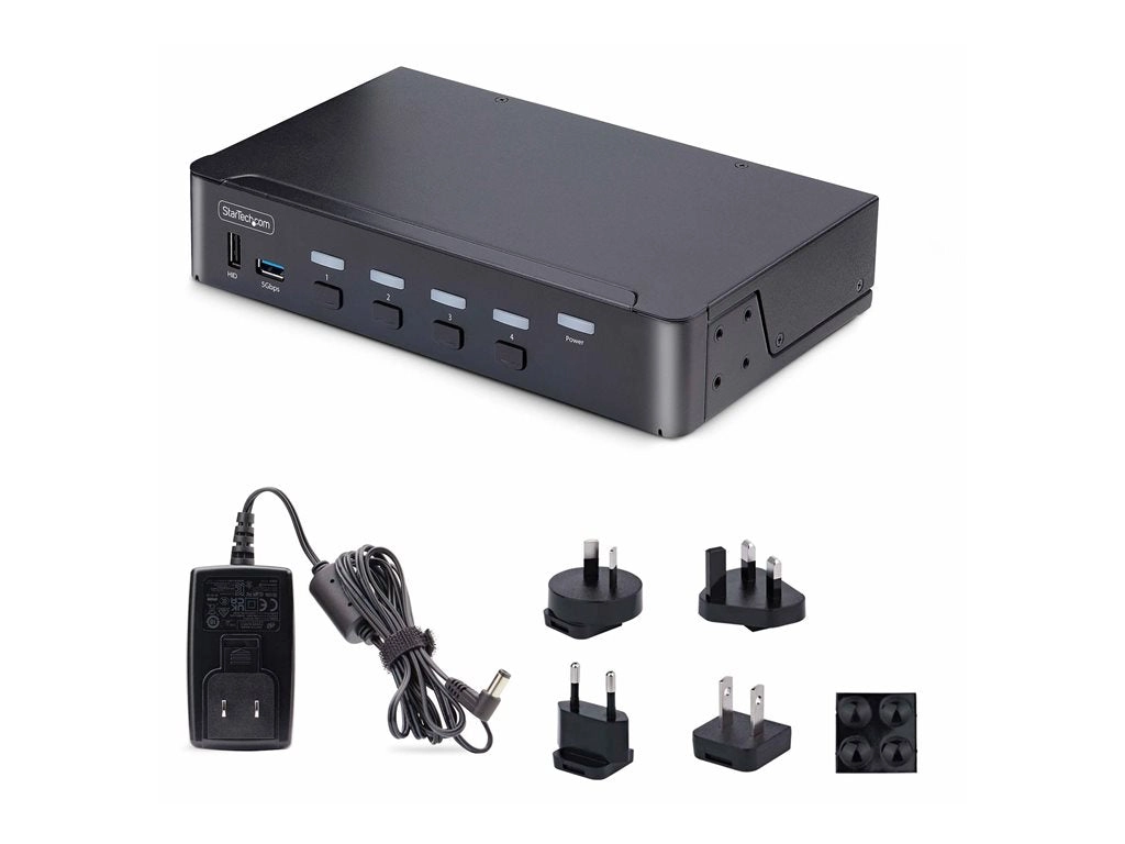 StarTech.com 4-Port DisplayPort 1.4 KVM Switch, 8K 60Hz / 4K 144Hz, 2x USB 3.0 Ports, 4x USB 2.0 Ports, Hotkey Switching, TAA D86A2-4-PORT-8K-KVM