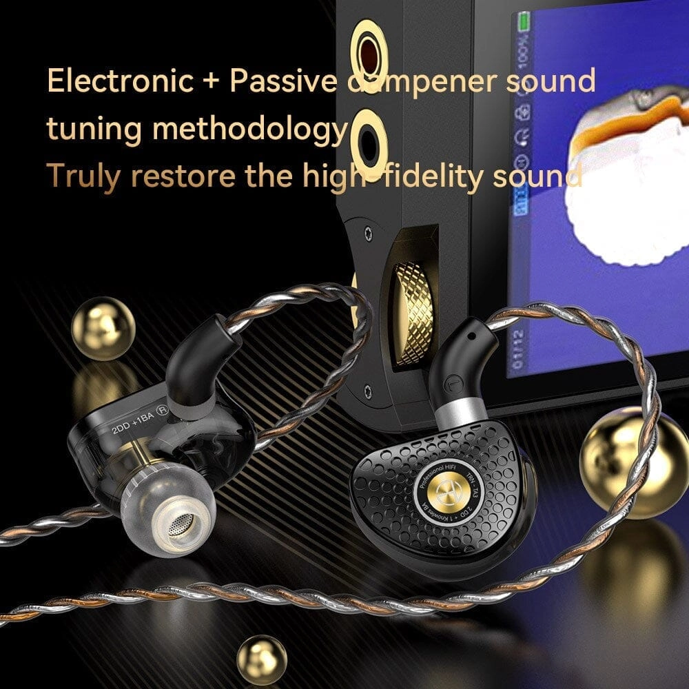 TRN TA3 2DD 1BA Hybrid Knowles Balanced Armature In-Ear Monitors With 2.5/3.5/4.4 Swappable Connectors