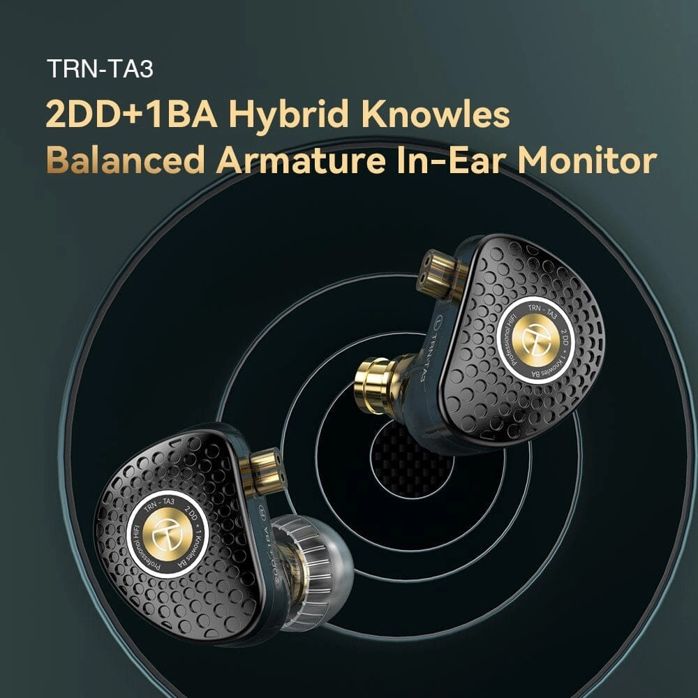 TRN TA3 2DD 1BA Hybrid Knowles Balanced Armature In-Ear Monitors With 2.5/3.5/4.4 Swappable Connectors
